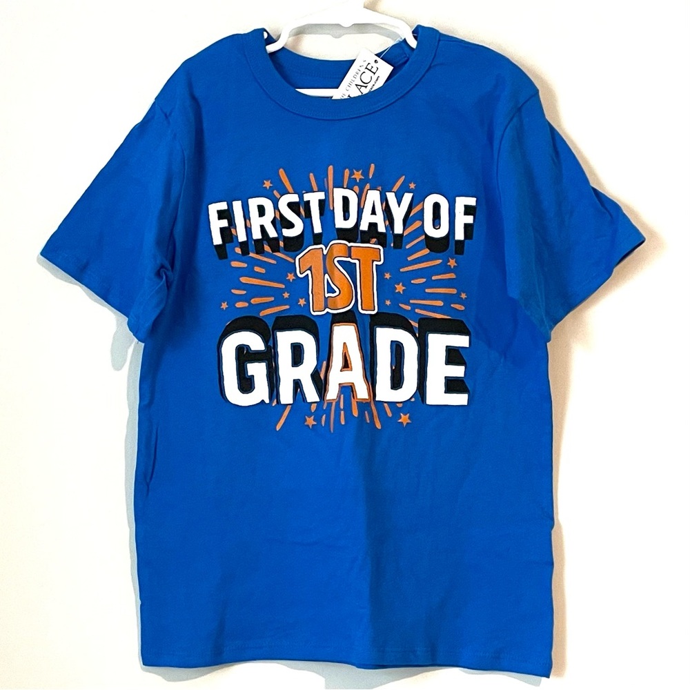 NEW Children’s Place Boys Shirt Medium Sz 7/8 First Day of First Grade Blue